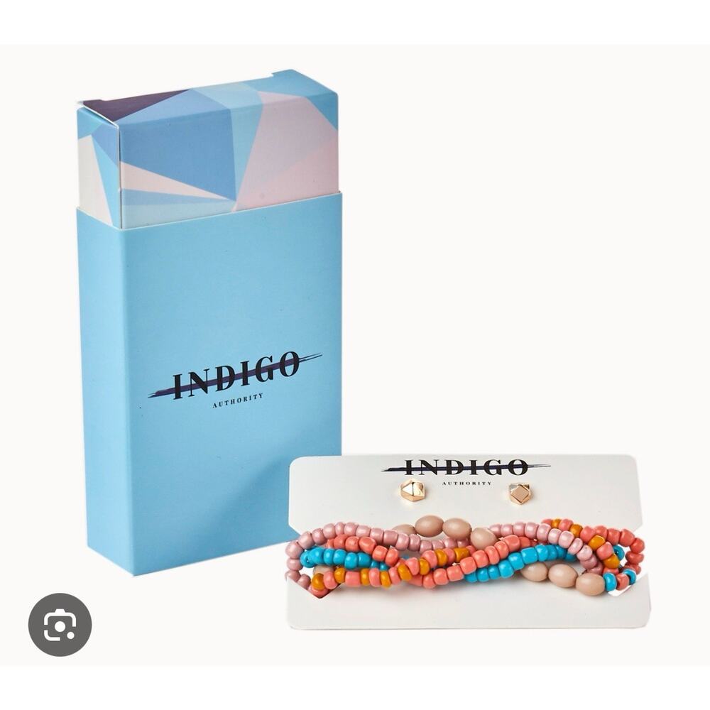 New Indigo Authority Brand Bracelet And Earring Jewelry Set Caribbean Vibes